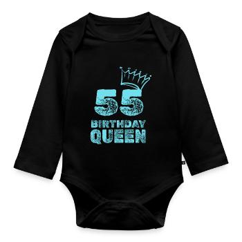 55 - Organic Longsleeve Baby Bodysuit - black - Front