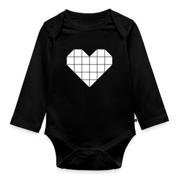 Herz aus Dreiecken und Vierecken - Baby Bio-Langarm-Body - Schwarz - Vorne