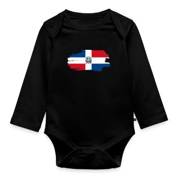 Dominican Republic Flag Dom Rep Flag Travel - Organic Longsleeve Baby Bodysuit - black - Front