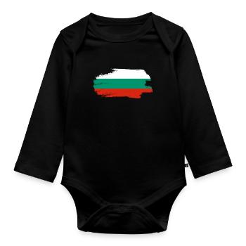 Drapeau de la Bulgarie Drapeau bulgare Sables d’or - Body Bébé bio manches longues - noir - Devant