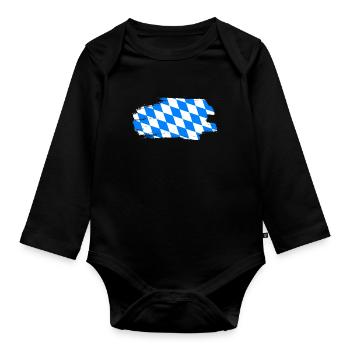 Bavaria Flag Used Look Bavarian Flag Vintage - Organic Longsleeve Baby Bodysuit - black - Front