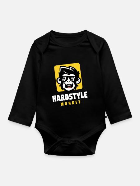 Hardstyle Monkey - Baby Bio-Langarm-Body - Schwarz