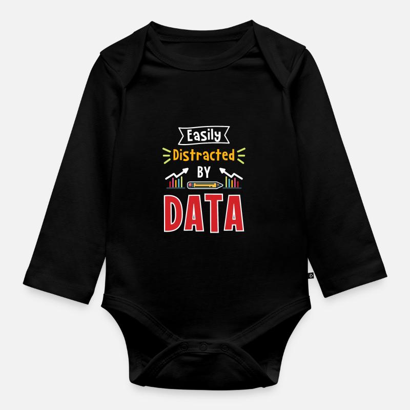 Easily Distracted By Data Für Daten Analytiker - Baby Bio-Langarm-Body - Schwarz