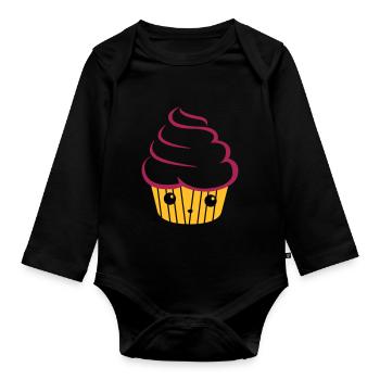 petit gâteau sucré - Body Bébé bio manches longues - noir - Devant