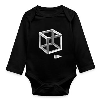 Optical illusion - Organic Longsleeve Baby Bodysuit - black - Front