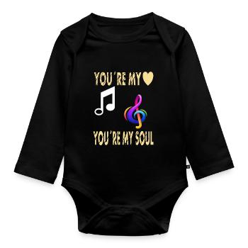 you're my heart you're my soul music gift idea - Organic Longsleeve Baby Bodysuit - black - Front