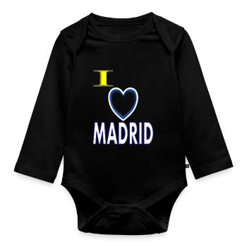 ich liebe die Stadt Madrid in Spanien Geschenk - Baby Bio-Langarm-Body - Schwarz - Vorne