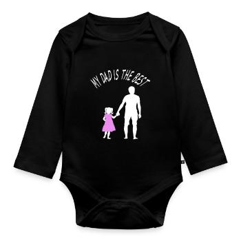 fête des pères meilleur papa père et cadeau de fille - Body Bébé bio manches longues - noir - Devant