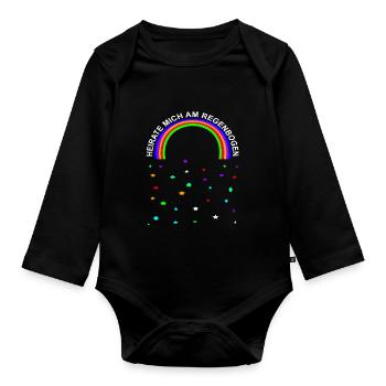 heiraten mich am Regenbogen liebe dich Geschenk - Baby Bio-Langarm-Body - Schwarz - Vorne