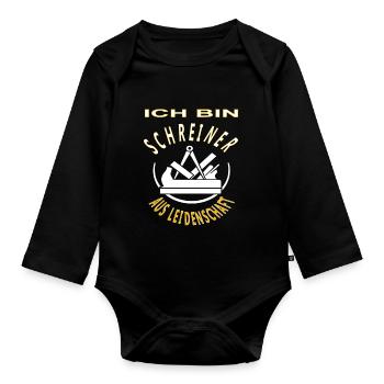 Schreiner aus Leidenschaft Tischler Holz Geschenk - Baby Bio-Langarm-Body - Schwarz - Vorne