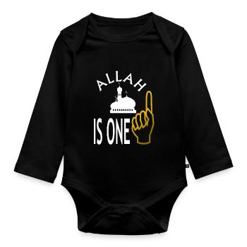 Allah is one Islam Moslem Moschee Gott Geschenk - Baby Bio-Langarm-Body - Schwarz - Vorne
