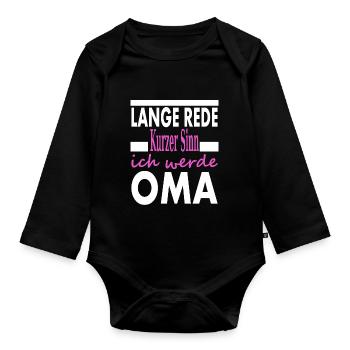 Ich werde Oma beste Oma Spruch coole Oma Geschenk - Baby Bio-Langarm-Body - Schwarz - Vorne