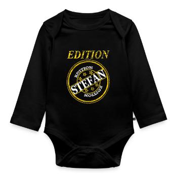 My name is Stefan I'm Stefan limited edition - Organic Longsleeve Baby Bodysuit - black - Front