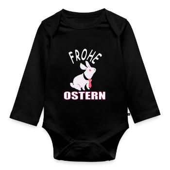 Frohe Ostern Osterhase Hase Karotten Geschenkidee - Baby Bio-Langarm-Body - Schwarz - Vorne