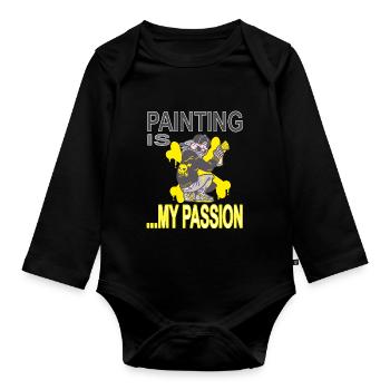 Malerei ist meine Leidenschaft graffiti Geschenk - Baby Bio-Langarm-Body - Schwarz - Vorne