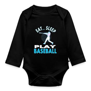 Jeux de baseball Joueurs de baseball Battes de baseball - Body Bébé bio manches longues - noir - Devant