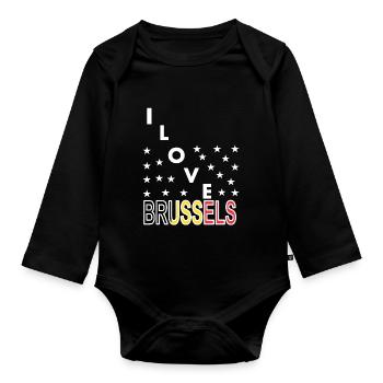 Ich liebe die Stadt Brüssel Belgien Geschenkidee - Baby Bio-Langarm-Body - Schwarz - Vorne