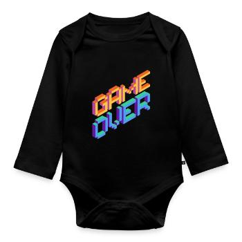 Gamer Game Over Pc Game Cadeau de jeu informatique - Body Bébé bio manches longues - noir - Devant