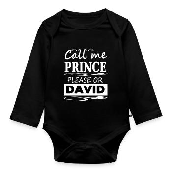 My name is David I am David Prince David Gift - Organic Longsleeve Baby Bodysuit - black - Front