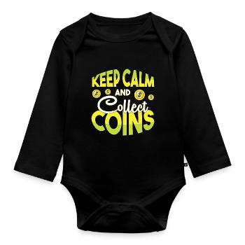 Coin collector - Organic Longsleeve Baby Bodysuit - black - Front