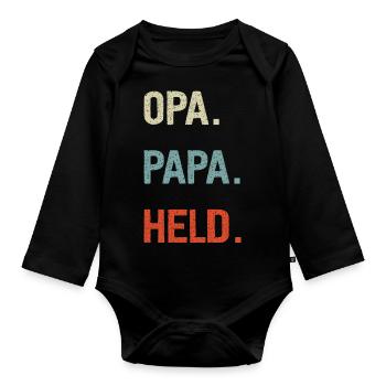 Opa Papa Held Herrentag Vatertag Idee - Baby Bio-Langarm-Body - Schwarz - Vorne