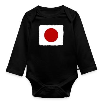 Drapeau du Japon Utilisé Look Nihon Drapeau japonais - Body Bébé bio manches longues - noir - Devant