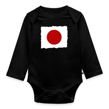 Japan Flagge Used Look Nihon Japanische Fahne - Baby Bio-Langarm-Body - Schwarz - Vorne