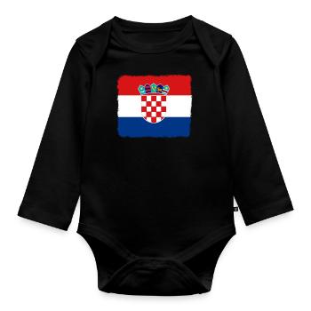 Drapeau de la Croatie Mer Adriatique Drapeau croate de Zagreb - Body Bébé bio manches longues - noir - Devant