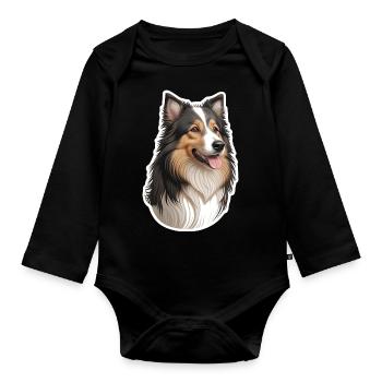 Collie - Baby Bio-Langarm-Body - Schwarz - Vorne
