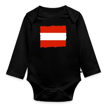 Austria Flag Austria Austrian Flag AT - Organic Longsleeve Baby Bodysuit - black - Front