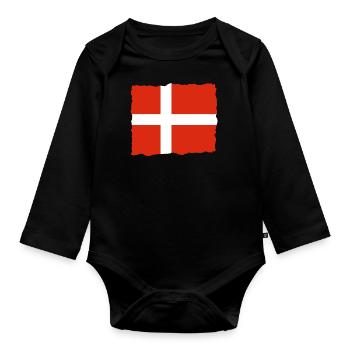 Drapeau du Danemark Drapeau de la Scandinavie Drapeau du Danemark Voyage - Body Bébé bio manches longues - noir - Devant