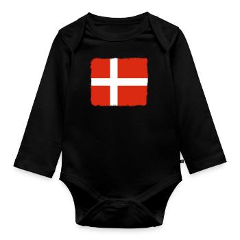 Drapeau du Danemark Scandinavie Visite du drapeau danois - Body Bébé bio manches longues - noir - Devant