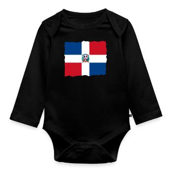 Drapeau de la République dominicaine Drapeau Dom Rep Voyage - Body Bébé bio manches longues - noir - Devant