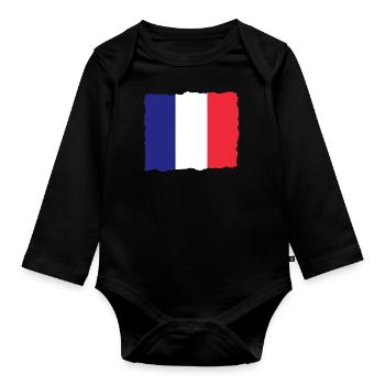 Drapeau de la France Look utilisé Drapeau de la France - Body Bébé bio manches longues - noir - Devant