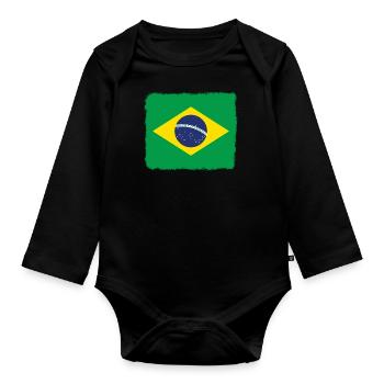 Drapeau du Brésil Drapeau de l’Amérique du Sud - Body Bébé bio manches longues - noir - Devant