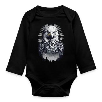 Bald Eagle - Organic Longsleeve Baby Bodysuit - black - Front