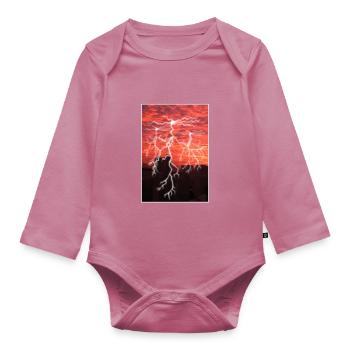 Thunderstorm weatherman gift - Organic Longsleeve Baby Bodysuit - mauve - Front