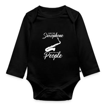 Saxophone as People Introverted Gift - Organic Longsleeve Baby Bodysuit - black - Front