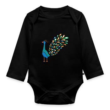Beautiful Peacock Caretaker Poison - Organic Longsleeve Baby Bodysuit - black - Front