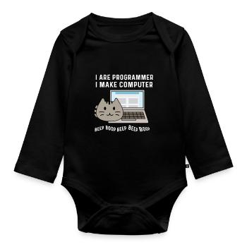 Beep Beep boop. Professor of Computer Science Gift - Organic Longsleeve Baby Bodysuit - black - Front