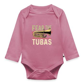 Fear the Tubas conductor gift - Organic Longsleeve Baby Bodysuit - mauve - Front