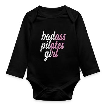 Badass Pilates Girls Gym -Hasen Gesche - Body Bébé bio manches longues - noir - Devant