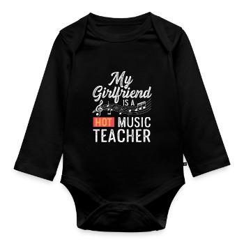 Professeur de musique chaude Cadeau de petit ami fier - Body Bébé bio manches longues - noir - Devant