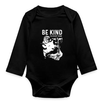 Be Friendly Vegan Gift - Organic Longsleeve Baby Bodysuit - black - Front