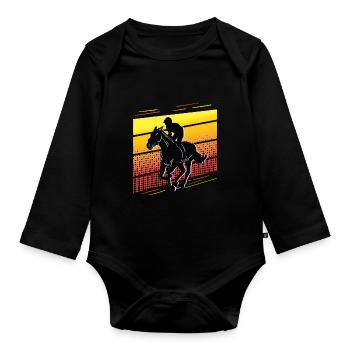 Pferderennwettbewerb Rancher Geschenk - Baby Bio-Langarm-Body - Schwarz - Vorne