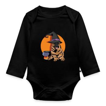Halloween German Shepherd Halloween Fan Gif - Organic Longsleeve Baby Bodysuit - black - Front