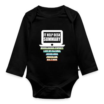 Lustig IT Help Desk Tech Support Helpdesk Computer - Baby Bio-Langarm-Body - Schwarz - Vorne