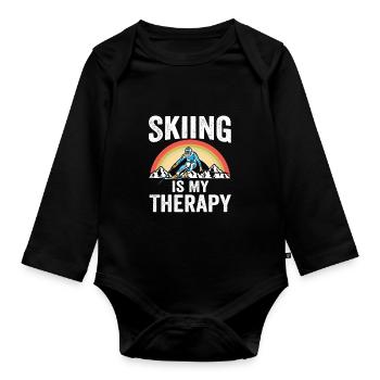 Fun and cool ski lover's clothing - Organic Longsleeve Baby Bodysuit - black - Front