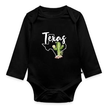 Texas Carte Citation Drôle Carte d’État Fierté Cactus Vinta - Body Bébé bio manches longues - noir - Devant