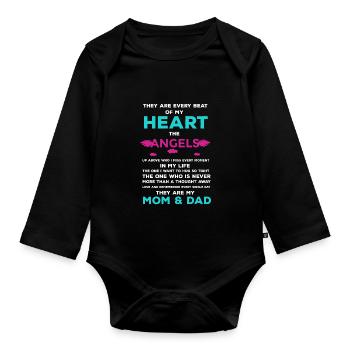 Mom _ Dad My Angels Vintage Memories of El - Organic Longsleeve Baby Bodysuit - black - Front